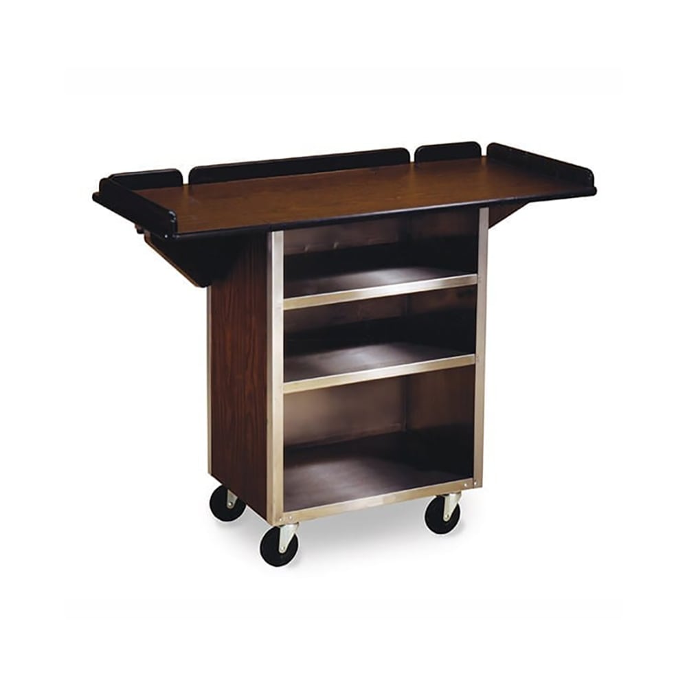 Lakeside 672 BLK 33 1/8" Stainless Beverage Service Cart, 21"D x 38 5/16"H, Black