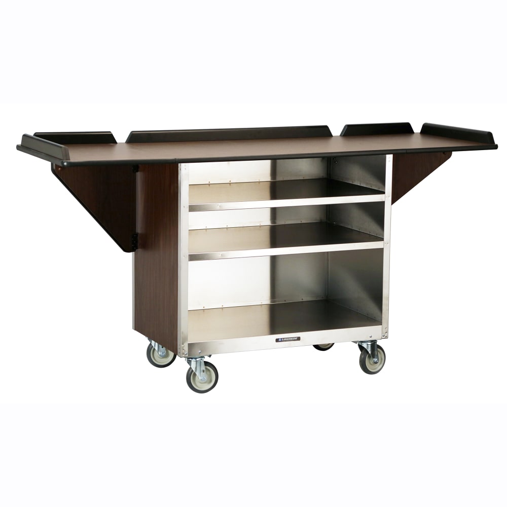 Lakeside 675 44 5/16" Stainless Beverage Service Cart, 24"D x 38 47/50"H - Victorian Cherry
