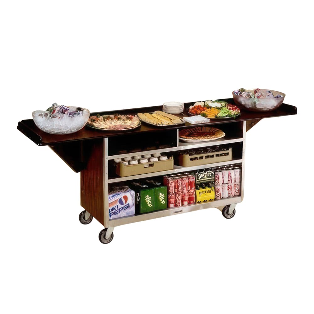 Lakeside 676 61 3/4" Stainless Beverage Service Cart, 24"D x 38 5/16"H - Victorian Cherry