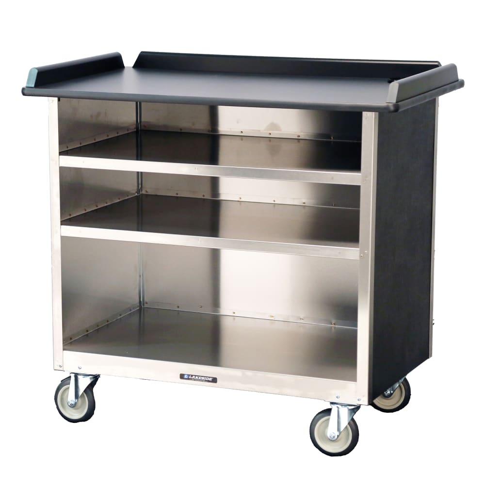 Lakeside 678 40 3/4" Stainless Beverage Service Cart, 24"D x 38 5/16"H - Mahogany