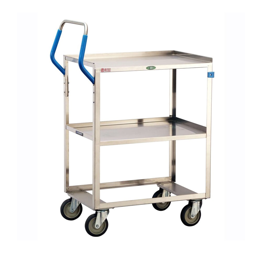 Lakeside 6800 2 Level Stainless Utility Cart w/ 500 lb Capacity, Raised Ledges