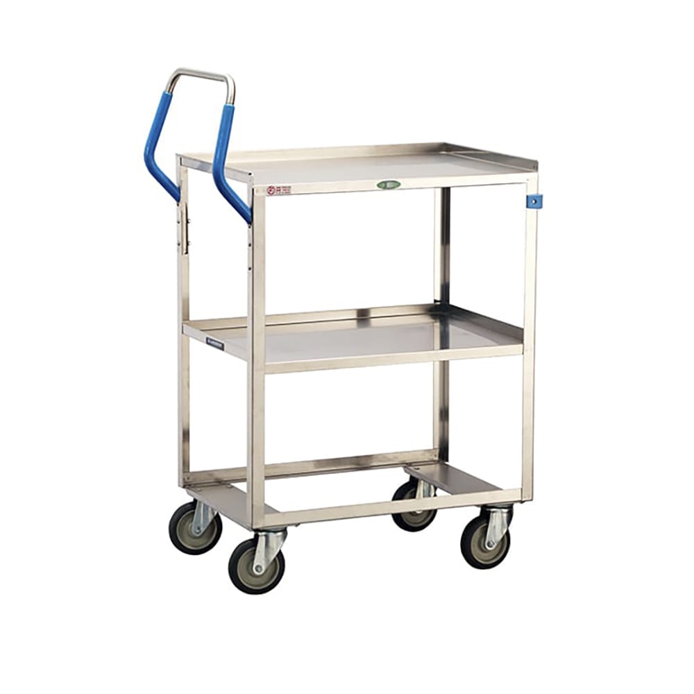 Lakeside 6810 2 Level Stainless Utility Cart w/ 500 lb Capacity, Raised Ledges