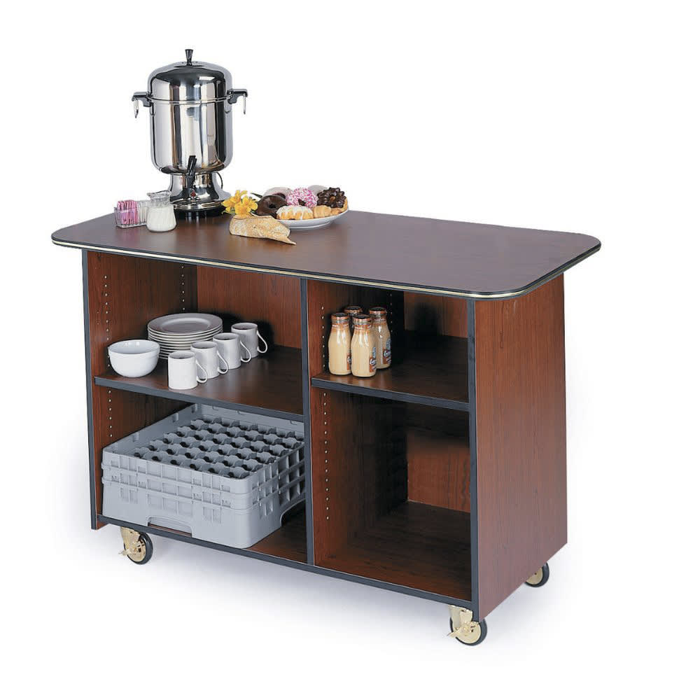 Lakeside 68100 57 1/2" Mobile Enclosed Beverage Service Cart w/ (4) Compartments - Wood, Victorian Cherry
