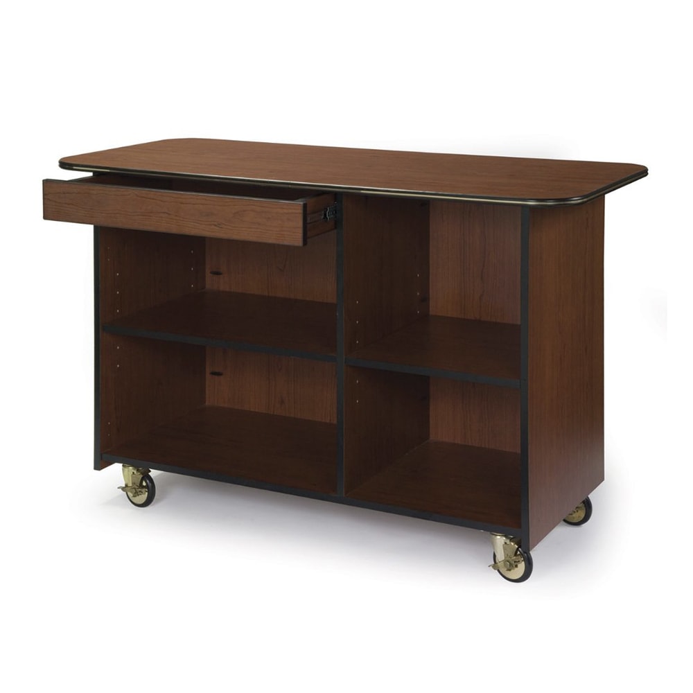 Lakeside 68110 57 1/2" Mobile Enclosed Beverage Service Cart w/ (4) Compartments & Drawer - Wood, Victorian Cherry