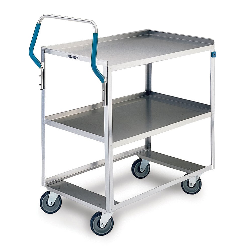 Lakeside 6820 2 Level Stainless Utility Cart w/ 500 lb Capacity, Raised Ledges