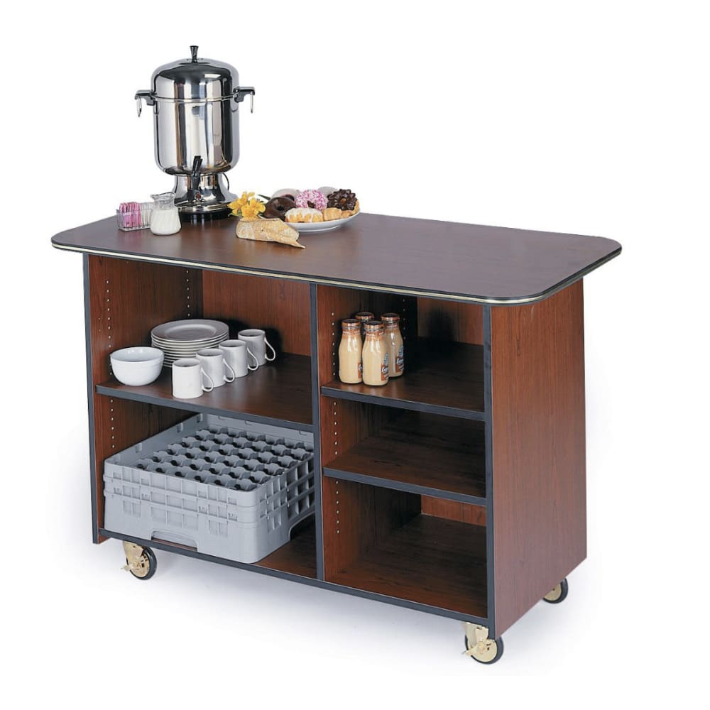 Lakeside 68200 57 1/2" Mobile Enclosed Beverage Service Cart w/ (5) Compartments - Wood, Victorian Cherry