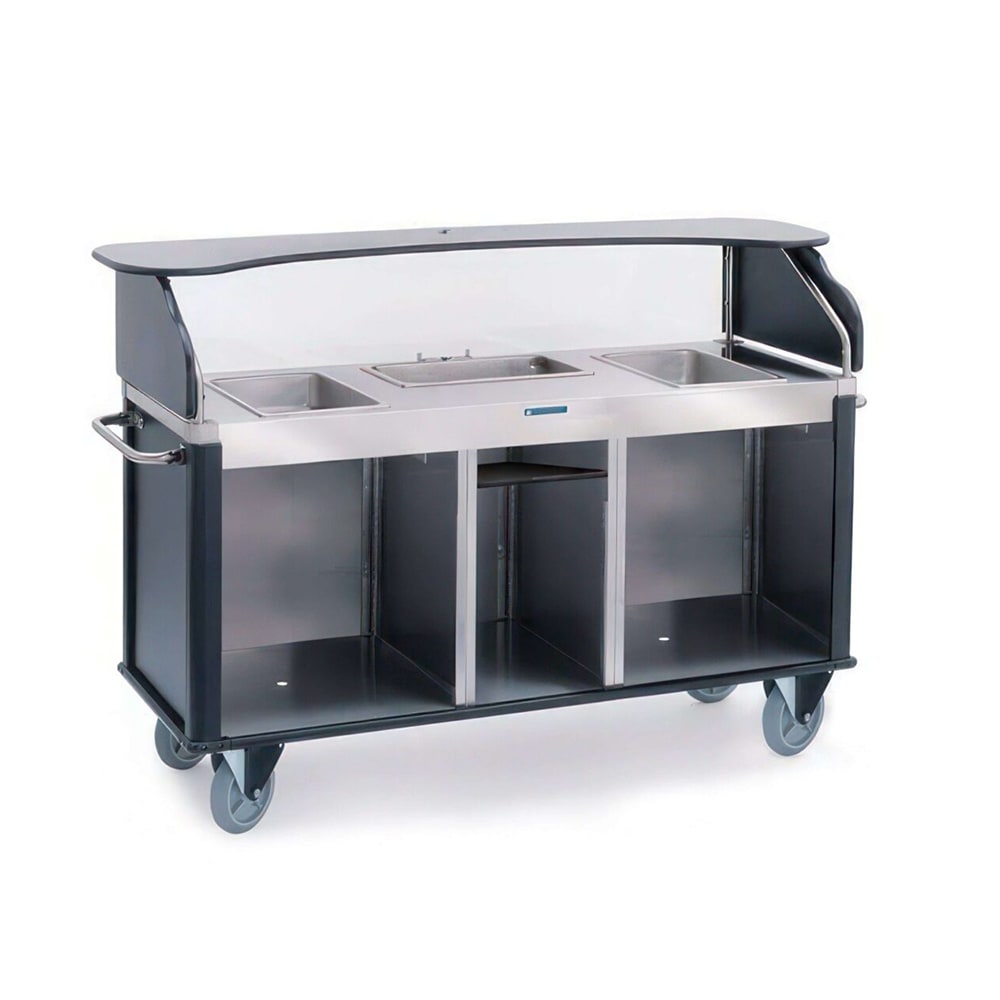 Lakeside 682-20 PUR Kiosk Type Food Cart w/ Enclosed Cabinet, 77 1/4"L x 28 1/4"W x 52 1/2"H, Purple