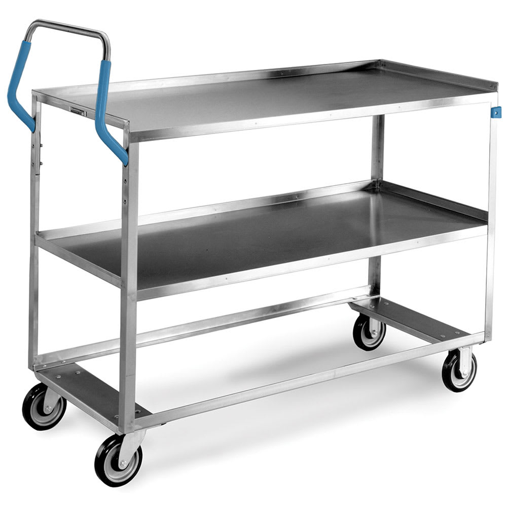 Lakeside 6830 2 Level Stainless Utility Cart w/ 500 lb Capacity, Raised Ledges