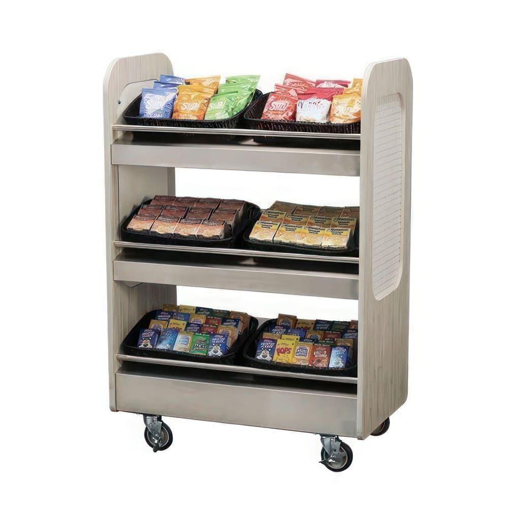 Lakeside 688 3 Level Food Merchandising Cart - 41"W x 23 3/4"D x 59 1/2"H, Stainless