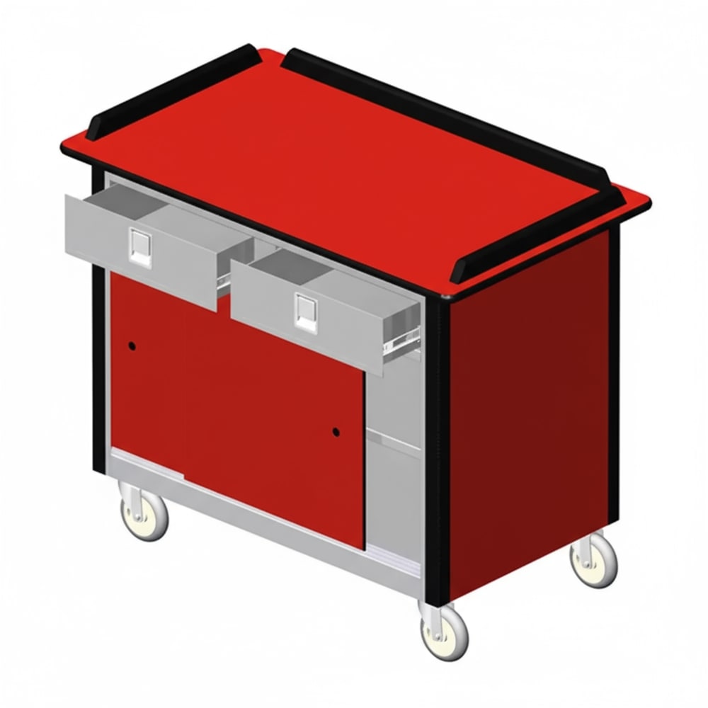 Lakeside 690-20 RED Food Cart w/ Drawers, 44 1/2"L x 24 1/2"W x 37 3/4"H, Red