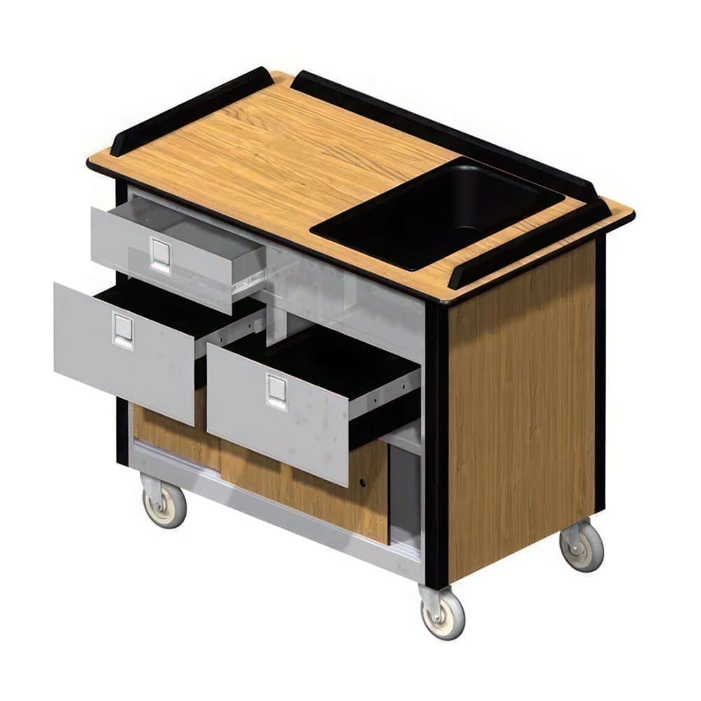 Lakeside 690-30 BEGSU Food Cart w/ Drawers, 44 1/2"L x 24 1/2"W x 37 3/4"H, Beige