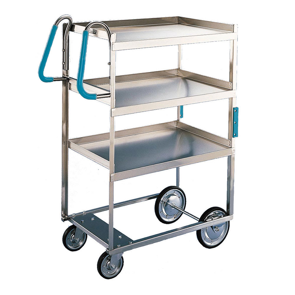 Lakeside 7015 3 Level Stainless Utility Cart w/ 700 lb Capacity, Raised Ledges