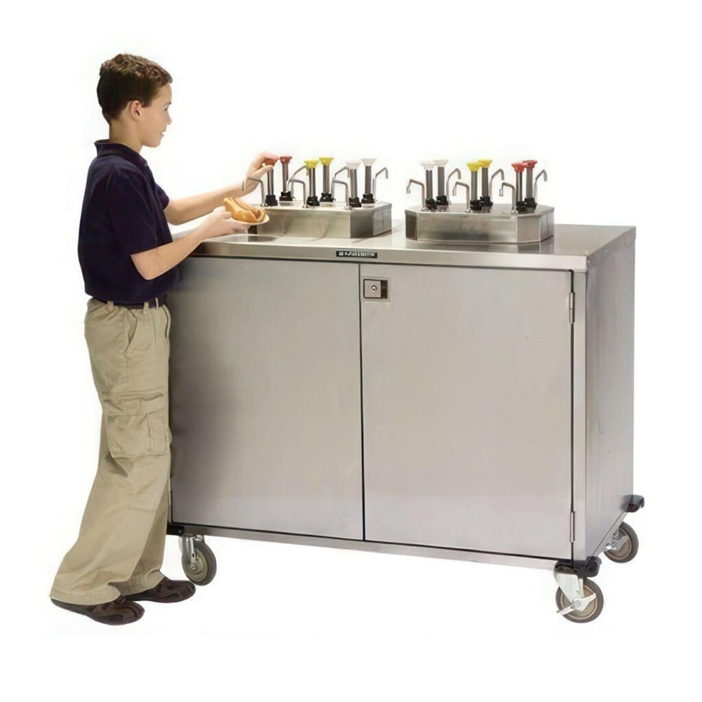 Lakeside 70200 Pump Style Condiment Dispenser Cart w/ (8) Pumps, (8) Compartments, Stainless