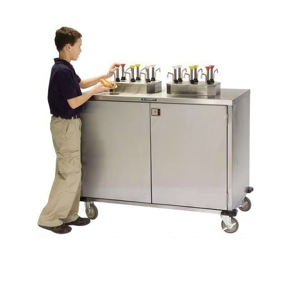 Lakeside 70210 Pump Style Condiment Dispenser Cart w/ (6) Pumps, (6) Compartments, Stainless