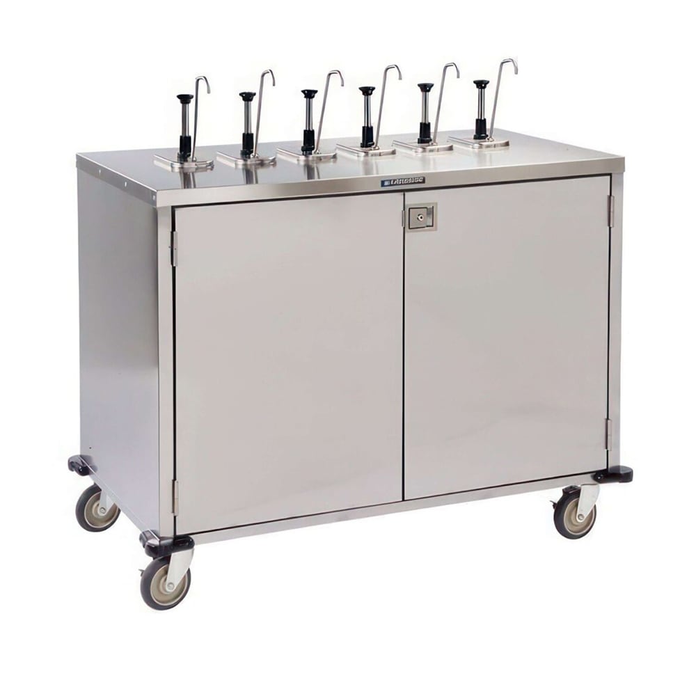 Lakeside 70211 Pump Style Condiment Dispenser Cart w/ (6) Pumps, (6) Compartments, Stainless