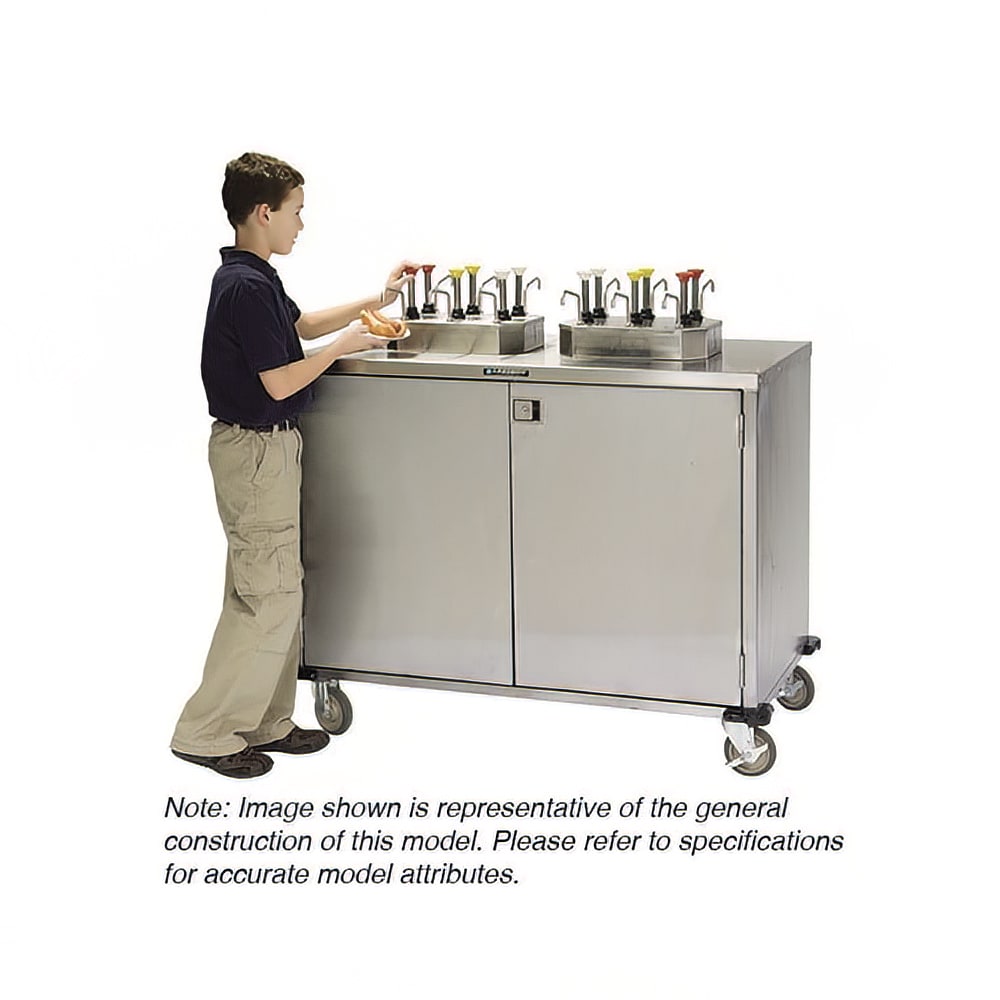 Lakeside 70220 Pump Style Condiment Dispenser Cart w/ (4) Pumps, (4) Compartments, Stainless