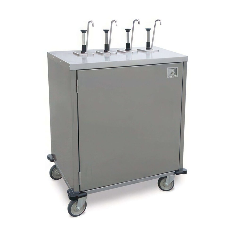 Lakeside 70221 Pump Style Condiment Dispenser Cart w/ (4) Pumps, (4) Compartments, Stainless