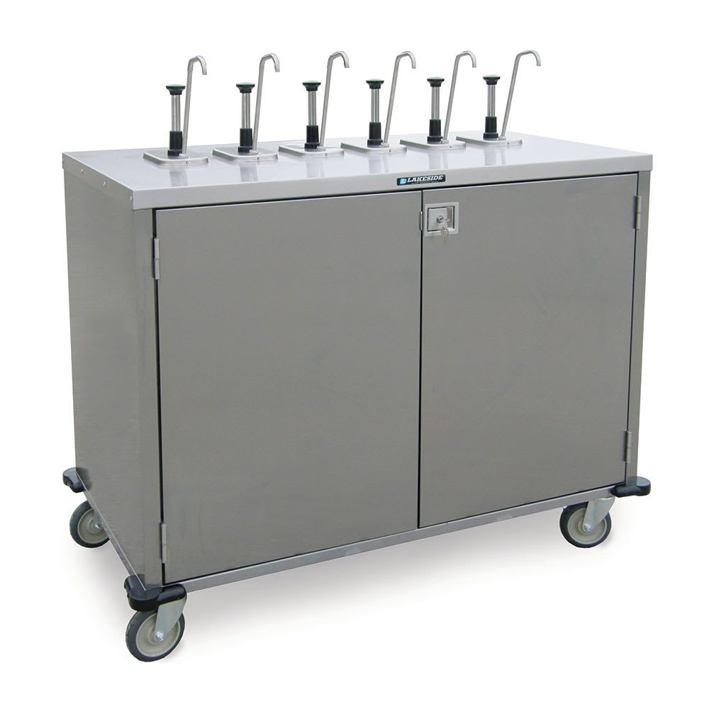 Lakeside 70271 Pump Style Condiment Dispenser Cart w/ (12) Pumps, (12) Compartments, Stainless