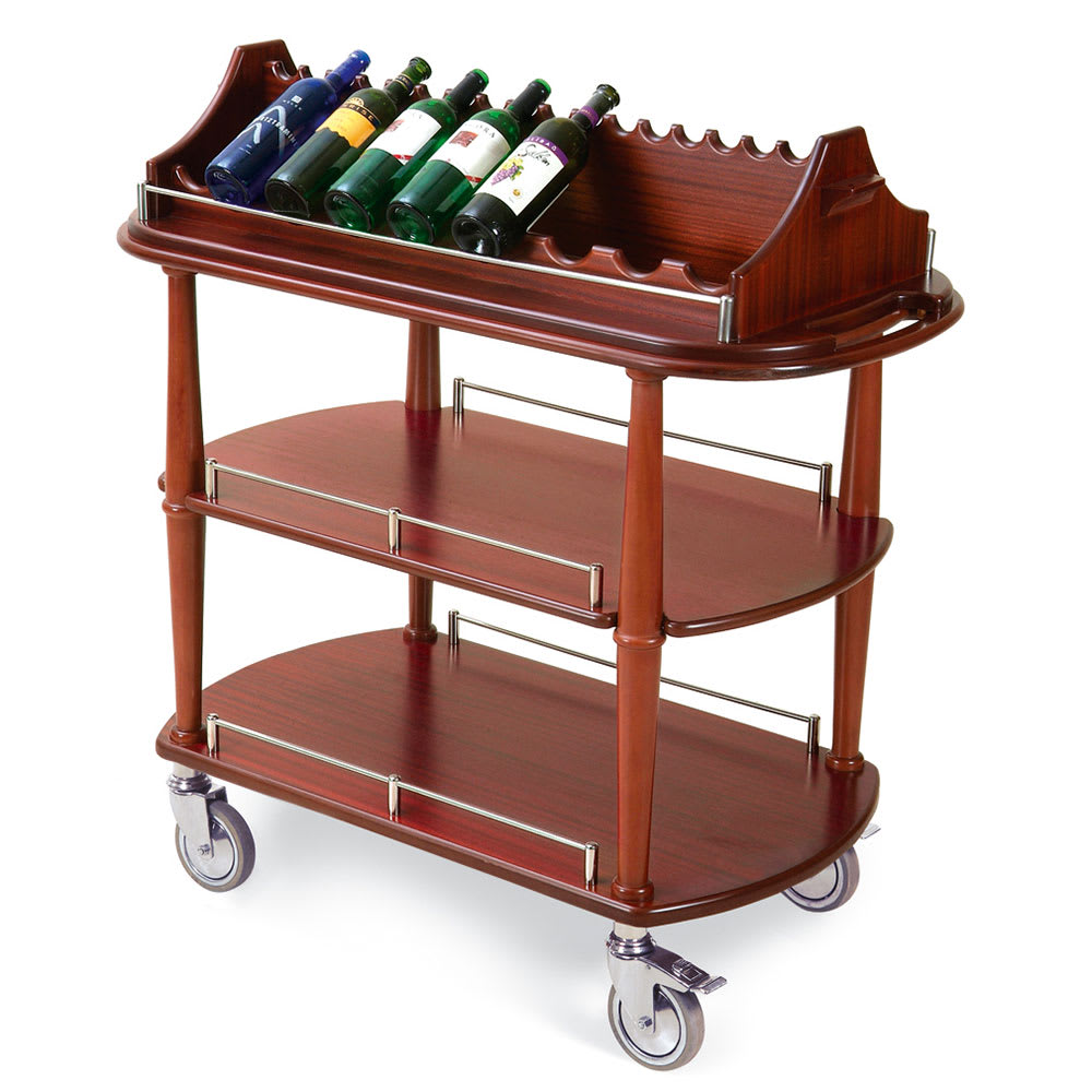 Geneva Oval Wine Cart w/ Hanging Stemware Rack, Removable Caddy Top (70516)