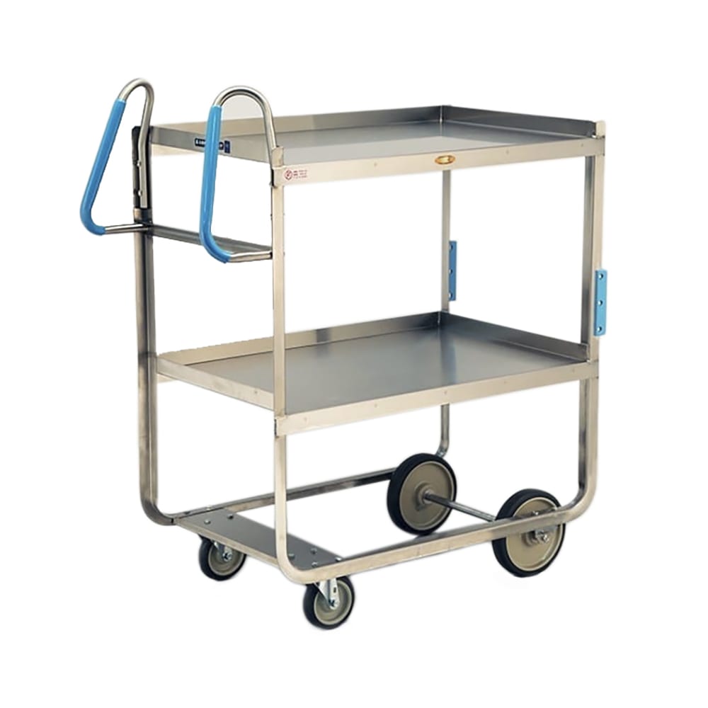 Lakeside 7120 2 Level Stainless Utility Cart w/ 1000 lb Capacity, Raised Ledges