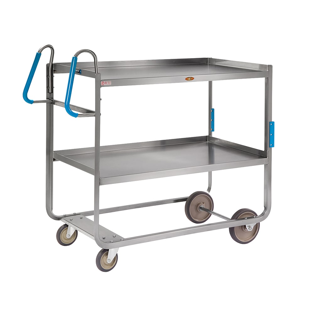 Lakeside 7140 2 Level Stainless Utility Cart w/ 1000 lb Capacity, Raised Ledges