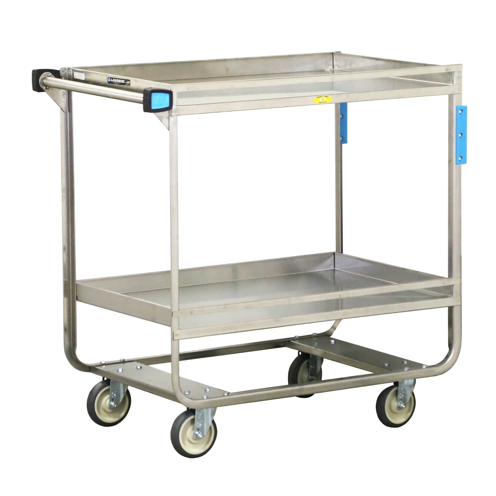 Lakeside 729 2 Level Stainless Utility Cart w/ 700 lb Capacity, Raised Ledges