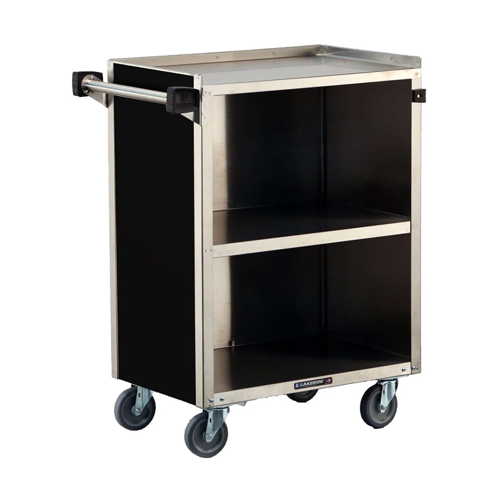 Lakeside 810 28 1/4"L Metal Bus Cart w/ (3) Levels, Shelves, Maple