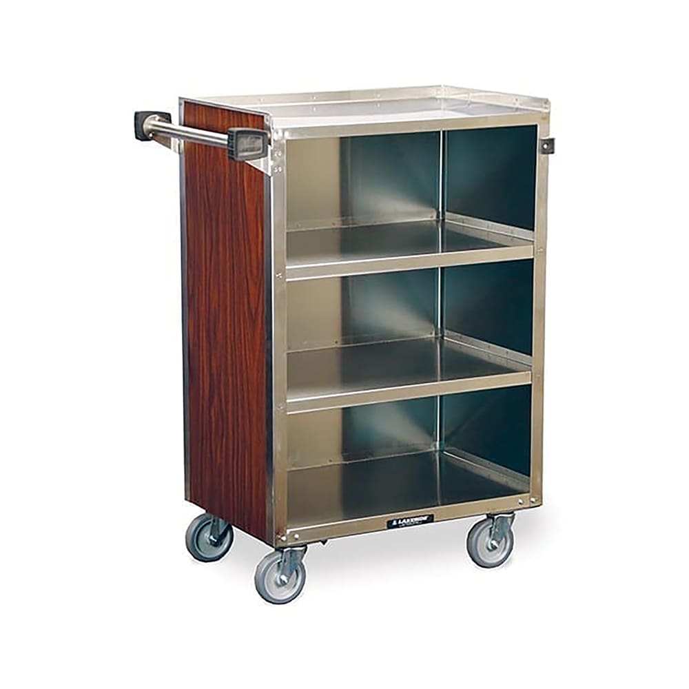 Lakeside 815 28 1/4"L Metal Bus Cart w/ (4) Levels, Shelves, Maple