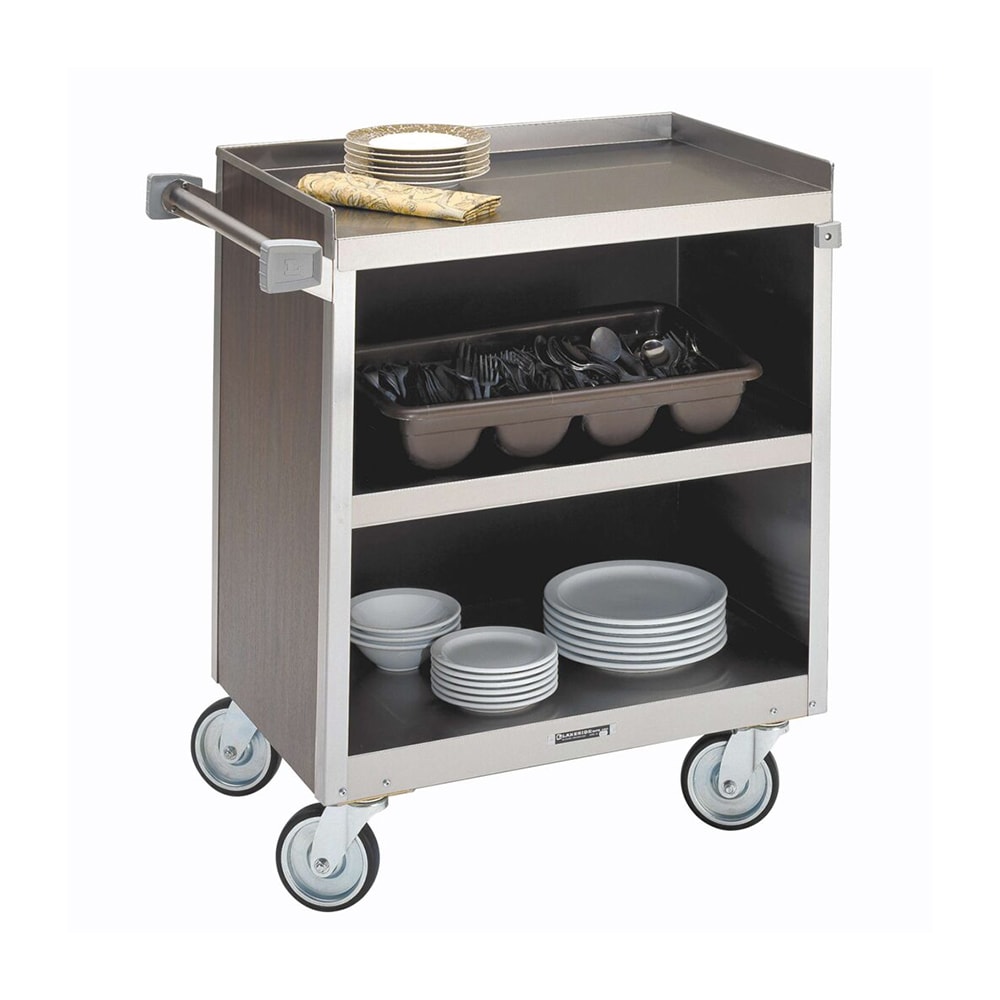 Lakeside 822 31 1/4"L Metal Bus Cart w/ (3) Levels, Shelves, Black