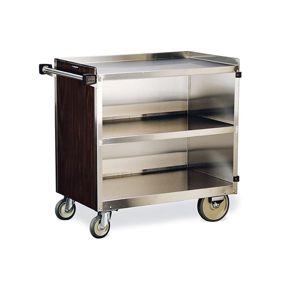 Lakeside 844 39 5/16"L Metal Bus Cart w/ (3) Levels, Shelves, Stainless