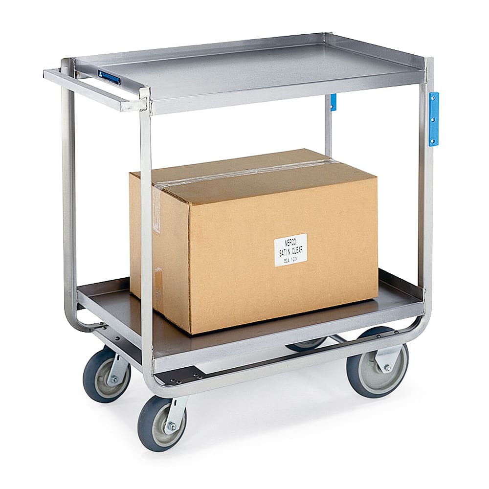 Lakeside 8820 2 Level Stainless Utility Cart w/ 1500 lb Capacity, Raised Ledges