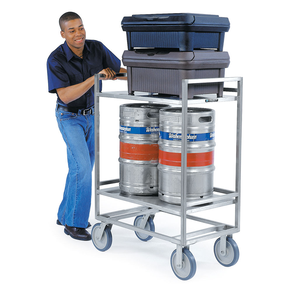 Lakeside 8840 2 Level Stainless Utility Cart w/ 1500 lb Capacity, Flat Ledges