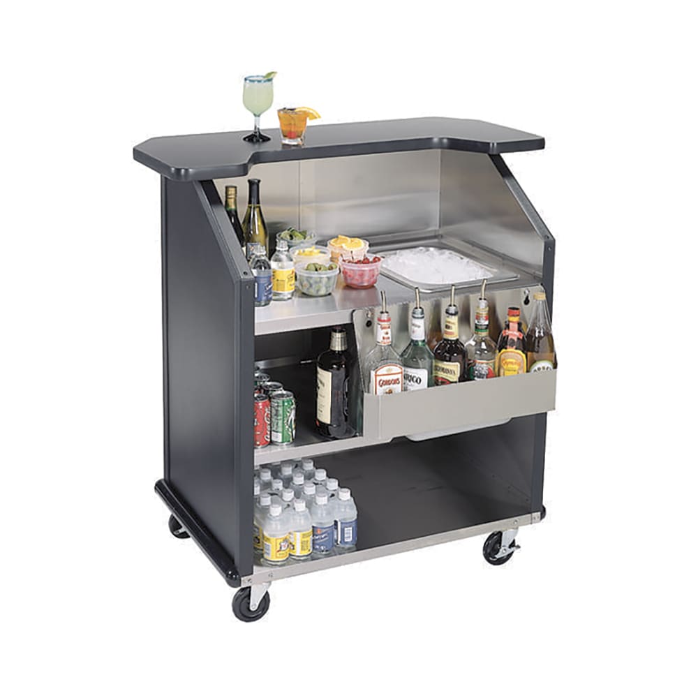 Lakeside 884 RMAP 43" Portable Bar w/ 40 lb Ice Bin & Drain, Speed Rail, Red Maple