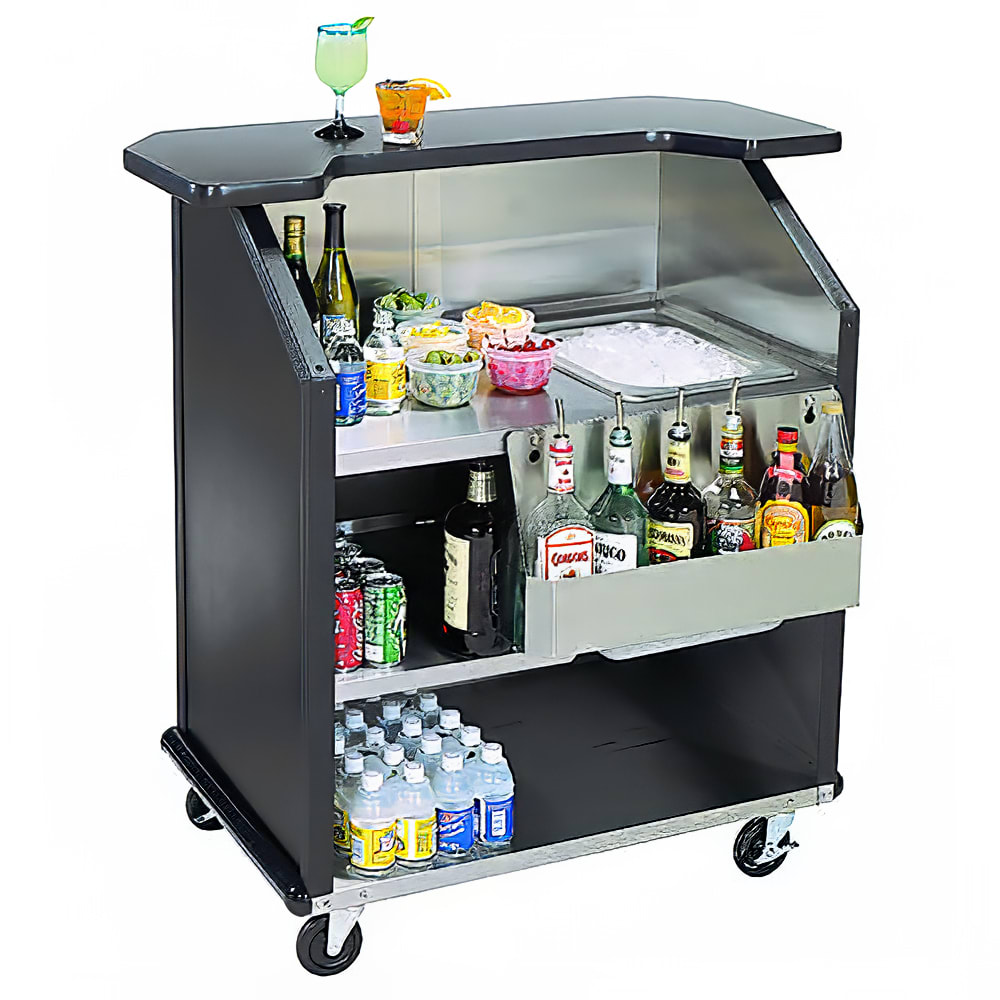 Lakeside 884 VCHER 43" Portable Bar w/ 40 lb Ice Bin & Speed Rail, Victorian Cherry