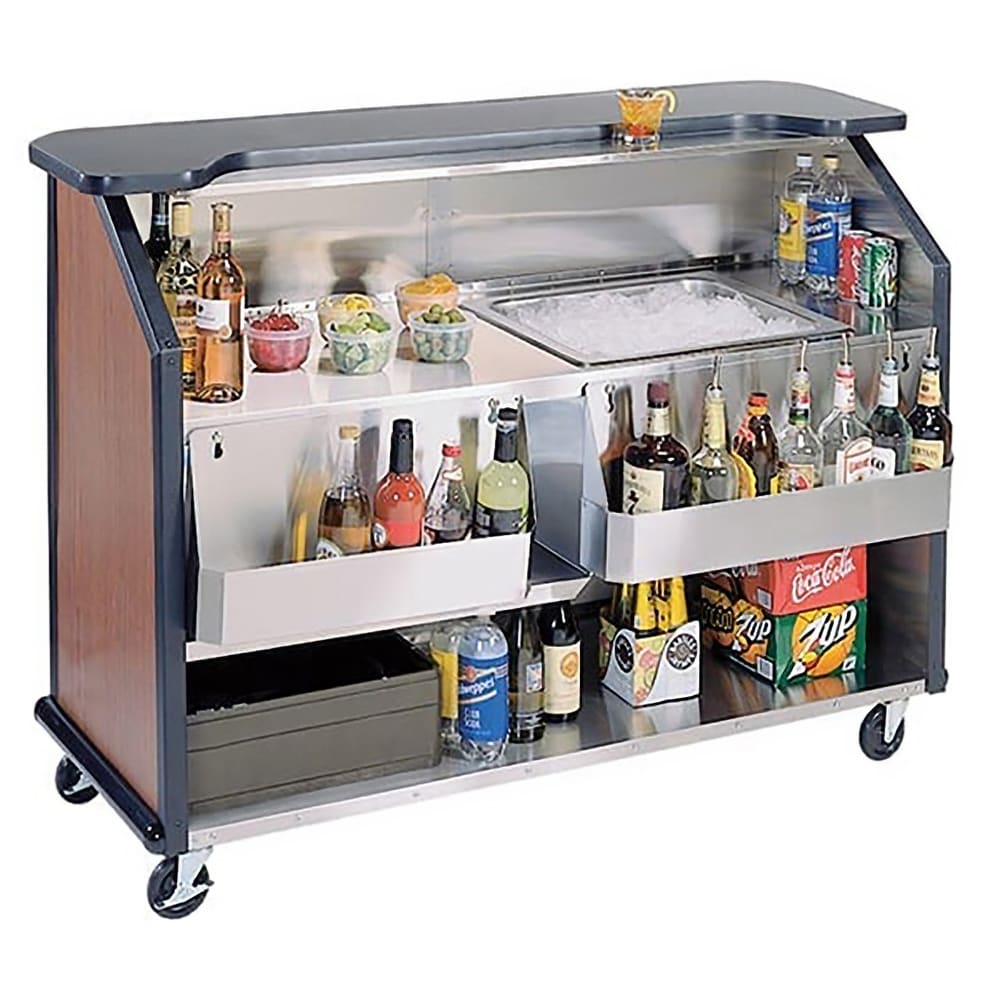 Lakeside 887 63 1/2" Portable Bar w/ 40 lb Ice Bin & Drain, (2) 7 Bottle Speed Rails