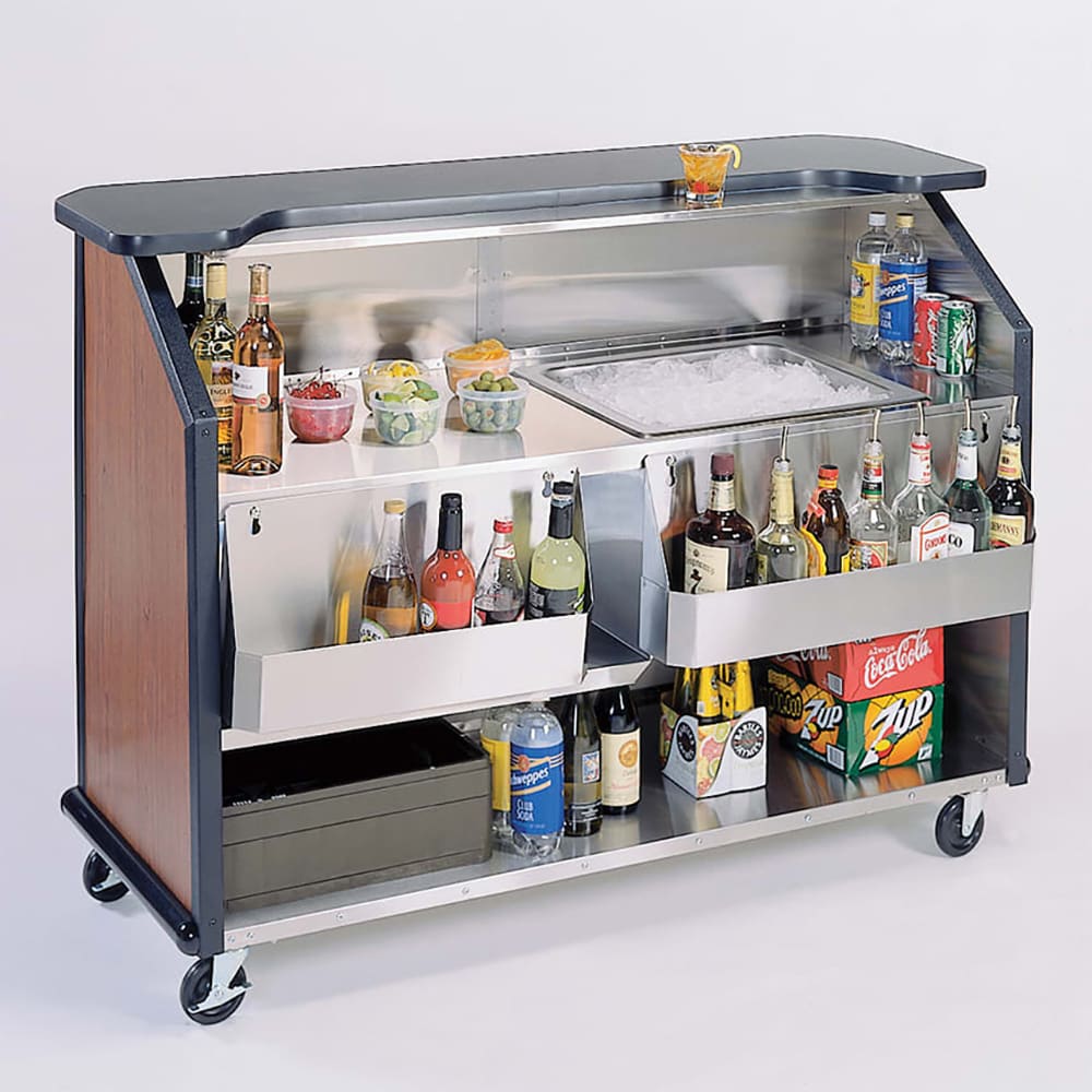 Lakeside 887 63 1/2" Portable Bar w/ 40 lb Ice Bin & (2) Speed Rails, Black