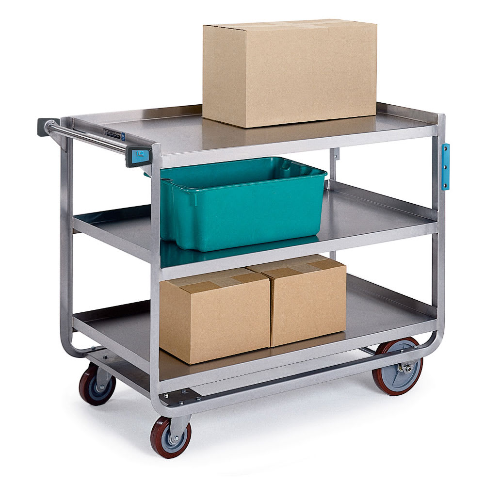 Lakeside 954 3 Level Stainless Utility Cart w/ 1000 lb Capacity, Raised Ledges