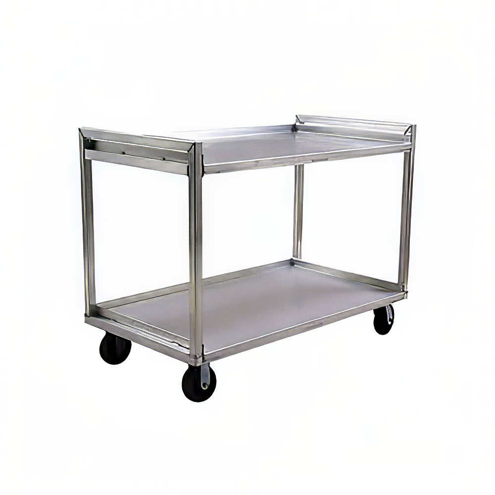 Lakeside PB2937 2 Level Aluminum Correctional Utility Cart w/ 2000 lb Capacity, Raised Ledges