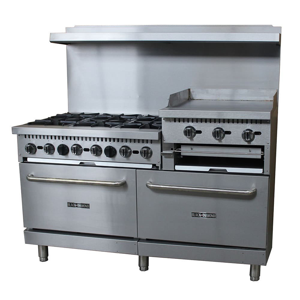 Black Diamond BDGR-6024GB 60" 6 Burner Gas Range w/ Griddle/Broiler, Natural Gas
