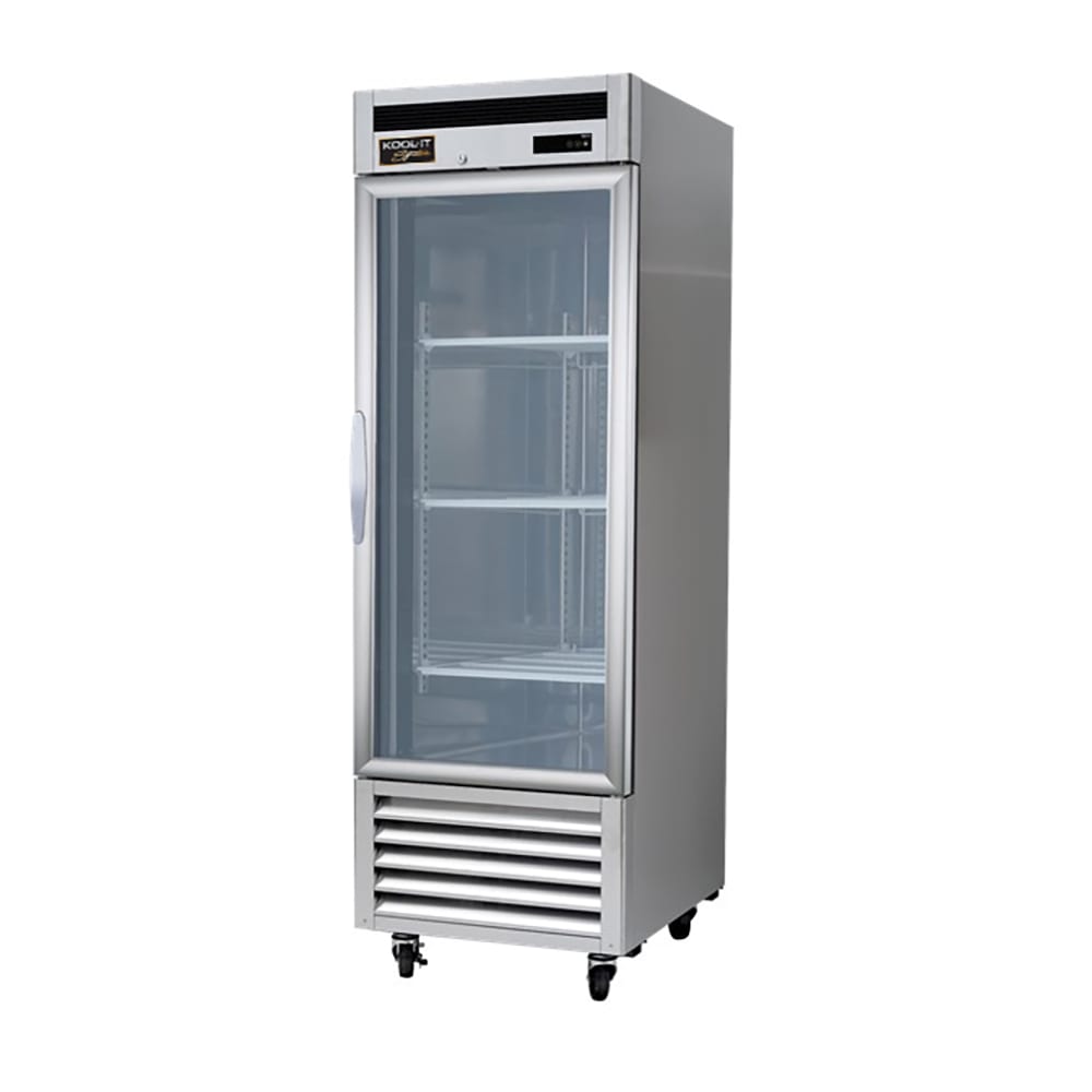 Kool-It KBSR-1G 26 4/5" One Section Reach In Refrigerator - (1) Right Hinge Glass Door, 115v