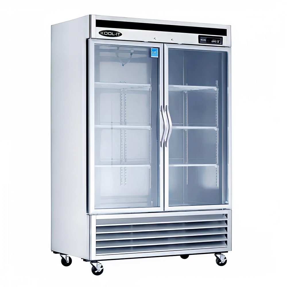 Kool-It KBSR-2G 54" Two Section Reach In Refrigerator - (2) Left/Right Hinge Glass Doors, 115v