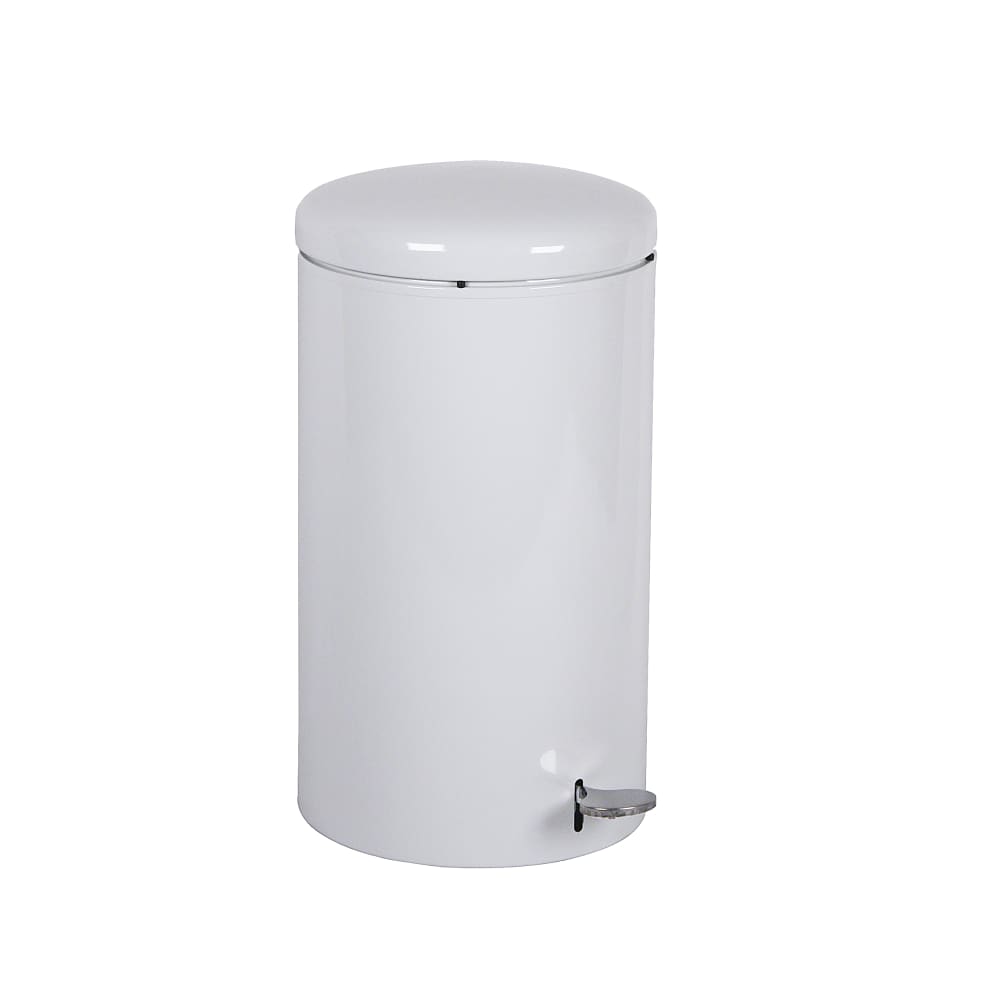 Witt 7 gal Round Metal Step Trash Can, 11" dia. x 21"H, White (2270WH)