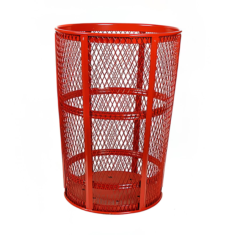 Witt 48 Gallon Outdoor Trash Can w/ See Through Mesh, Red Finish (EXP-52RD)