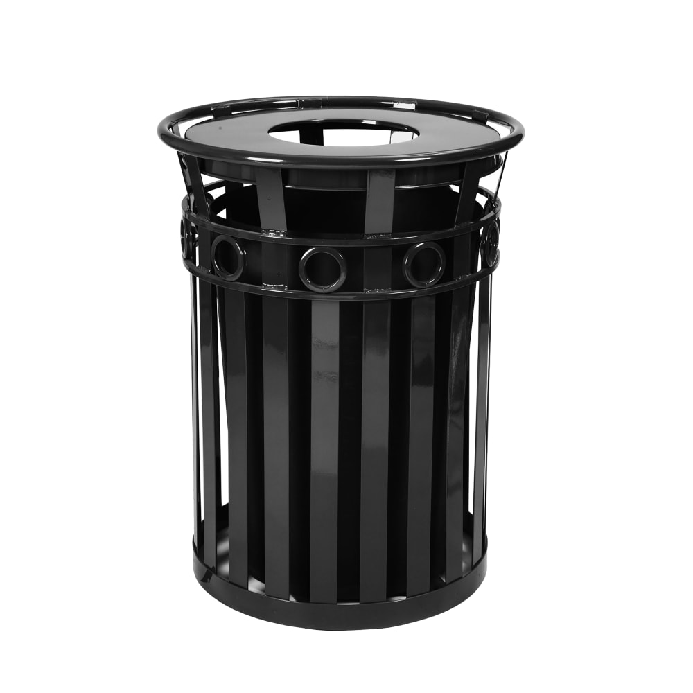 Witt 40 Gallon Outdoor Flat Bar Trash Can w/ Flat Top Lid, Black (M3600-R-FT-BK)