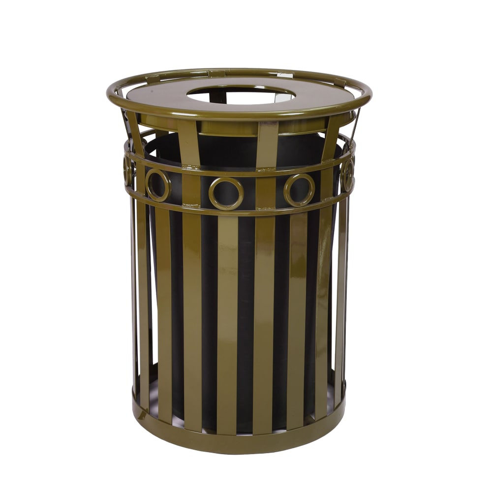 Witt 40 Gallon Outdoor Flat Bar Trash Can w/ Flat Top Lid, Brown (M3600-R-FT-BN)