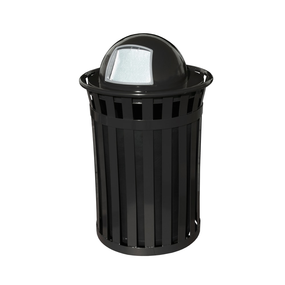 Witt 36 Gallon Outdoor Flat Bar Trash Can w/ Dome Top Lid, Black (M3601-DT-BK)