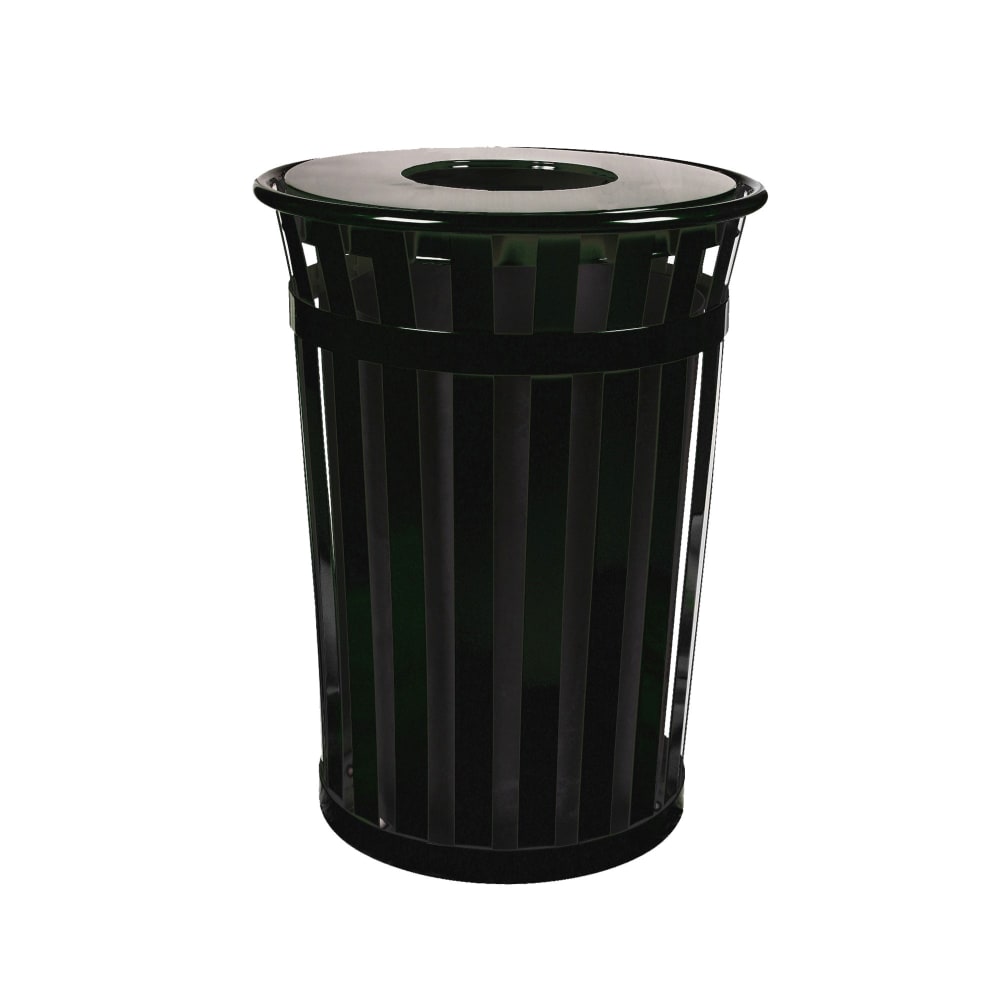 Witt 36 Gallon Outdoor Flat Bar Trash Can w/ Flat Top Lid, Black (M3601-FT-BK)