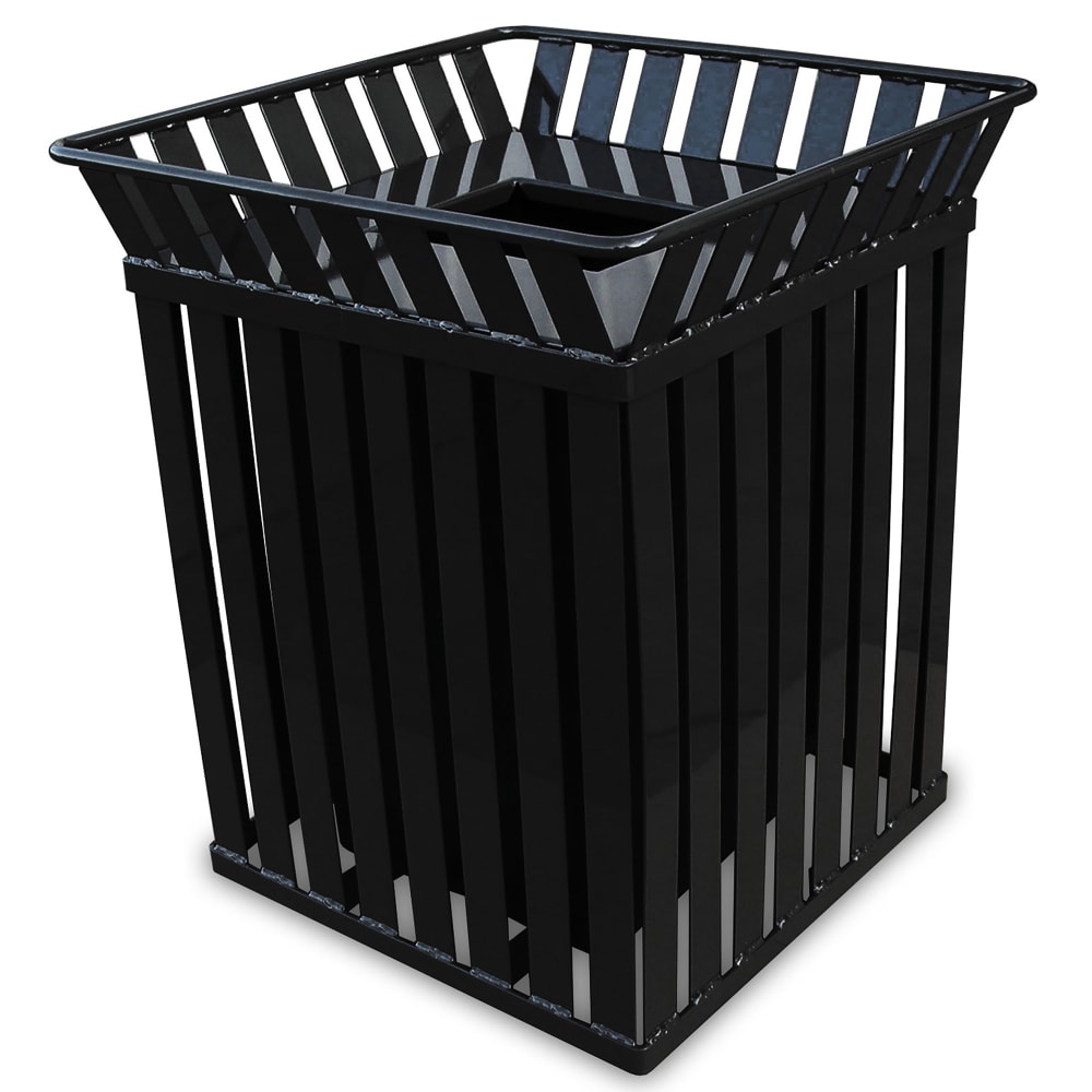 Witt 40 Gallon Outdoor Square Trash Can w/ Anchor Kit, Black (M3601-SQ-FT-BK)