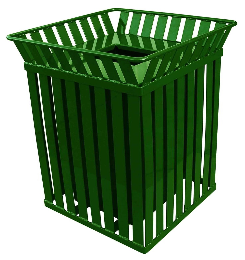 Witt 40 Gallon Outdoor Square Trash Can w/ Anchor Kit, Green (M3601-SQ-FT-GN)