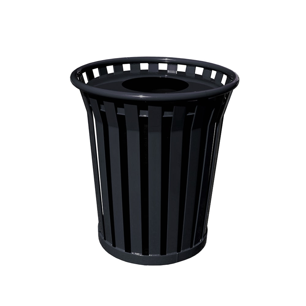Witt 36 Gallon Outdoor Trash Can w/ Flat Top Lid & Anchor Kit, Black (WC3600-FT-BK)